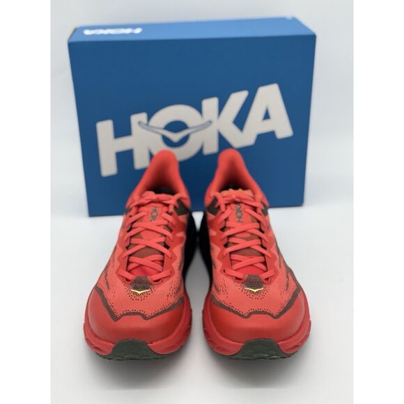 Hoka One Mens Speedgoat 5 GTX Fire Red Shoes New Size 8.5 FTHY - Picture 2 of 9